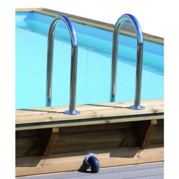 Piscine Bois rect LINEA 500X800 H140 Liner Bleu